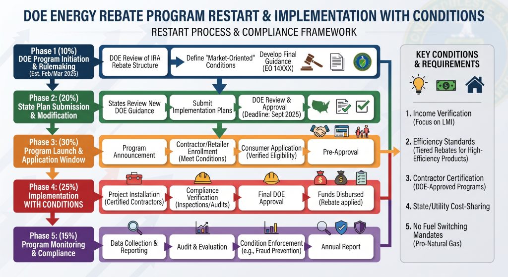 Trumps DOE restarts energy rebate program with conditions implementation diagram